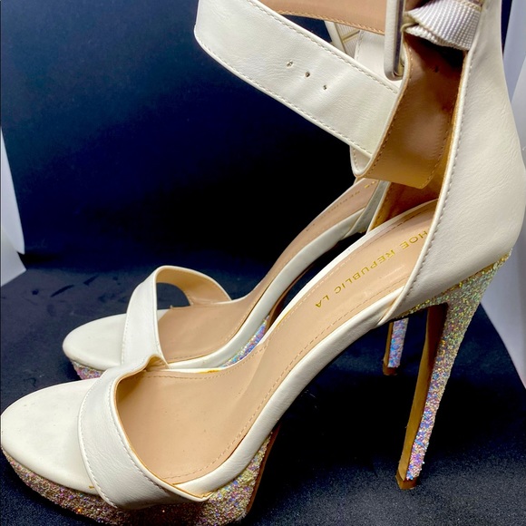White Sequined Stilettos - Picture 3 of 6